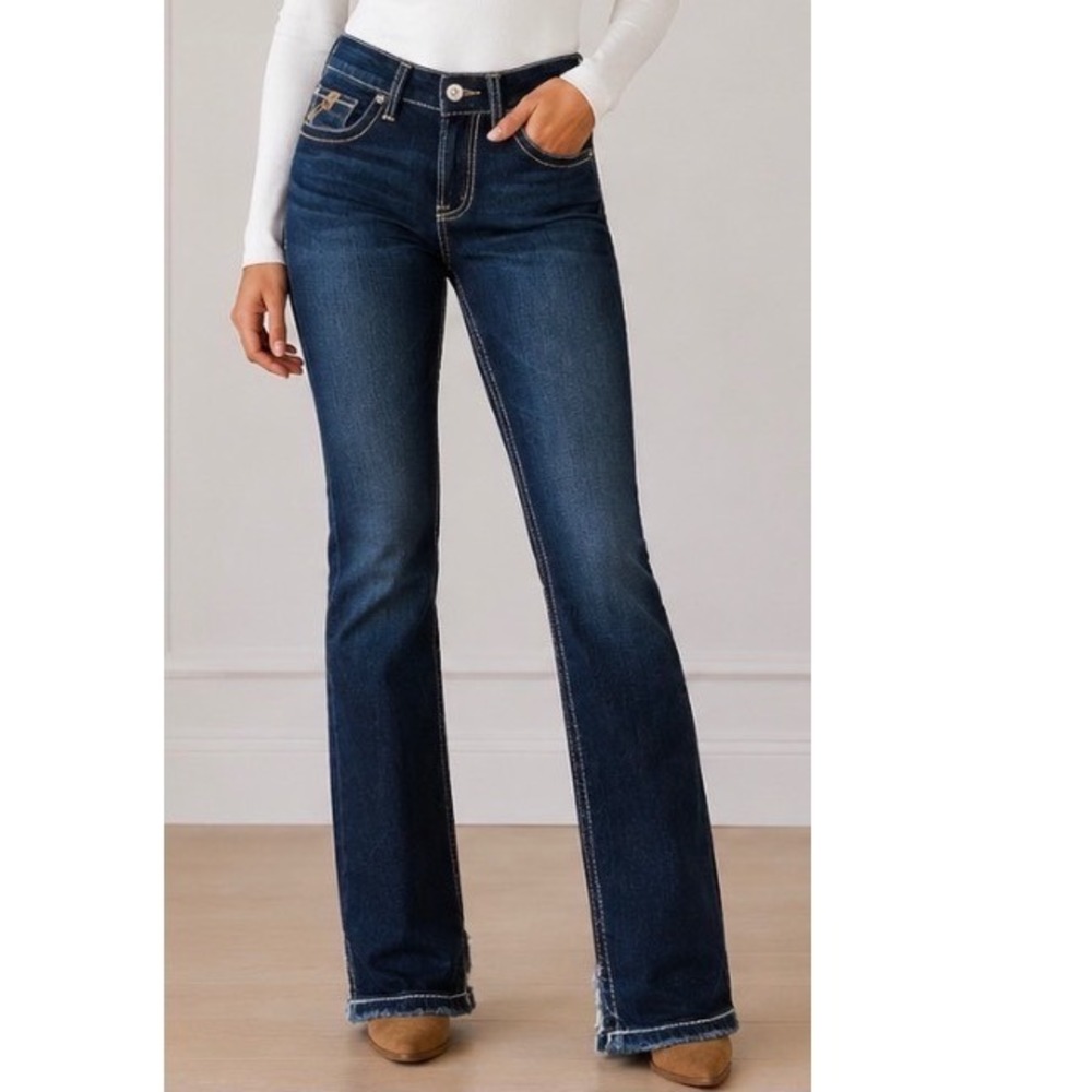 Ariat Women Blue M7 Slim Fit Straight Leg Jeans Size 28 Dark Wash Western Denim